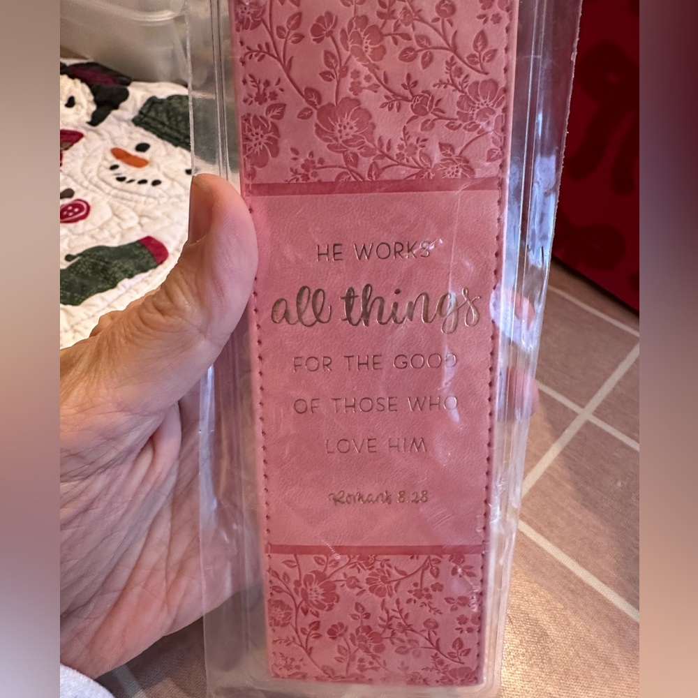 Pink Floral Bookmark with Inspirational Quote